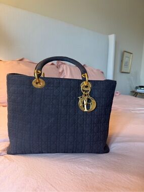 Deep chocolate brown lady Dior nylon bag